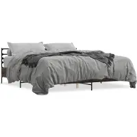 vidaXL Bedframe bewerkt hout metaal bruin eikenkleur 200x200 cm