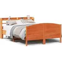 vidaXL Bedframe zonder matras massief grenenhout wasbruin 135x190 cm