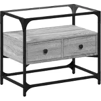vidaXL Tv-meubel met glazen blad 60x35x51 cm bewerkt hout grijs sonoma