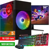 Screenon - Game Computer / Gaming PC Set (32" Monitor + Muis & Toetsenbord) - Ryzen 5 8500G - 500 M.2 SSD - 16GB RAM - AMD Radeon 740M - Windows 11