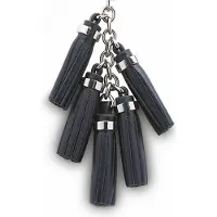 Lancel Sleutelhanger Tassensierraad Pompon leder Blue Marine 3,5 x 14 x 1,5 cm