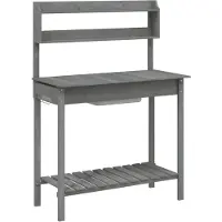 vidaXL Plantentafel met wasbak, 147,5x44x139,5 cm, massief grenenhout