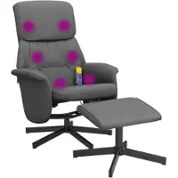 vidaXL Massagestoel verstelbaar met voetenbank stof donkergrijs
