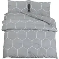 vidaXL Dekbedovertrekset 260x240 cm katoen grijs en wit