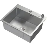ML-Design Inbouwspoelbak 55x45 cm zilver met verzonken afvoer en zeepdispenser Spoelbak in roestvrij staal ML design