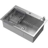 ML-Design Inbouwspoelbak 68x45 cm zilver met verzonken afvoer en zeepdispenser Spoelbak in roestvrij staal ML design
