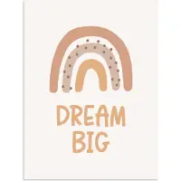 PosterMonkey Poster 90x120 cm - Regenboog - Quote - Dream Big - Pastel kleuren - Posters - Kamer decoratie accessoires - Wanddecoratie kinderkamer - Muurdecoratie babykamer