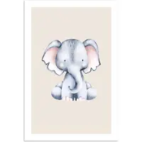 PosterMonkey Poster 120x180 cm - Olifant - Baby - Beige - Kinderkamer dieren - Babykamer accessoires - Posters - Kamer decoratie accessoires - Wanddecoratie kinderkamer - Muurdecoratie babykamer