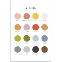 PosterMonkey Poster 60x90 cm - Kleuren - Leren voor kinderen - Educatief - Posters - Kamer decoratie accessoires - Wanddecoratie kinderkamer - Muurdecoratie babykamer