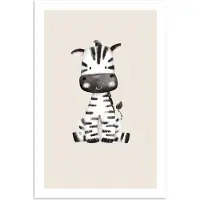 PosterMonkey Poster 120x180 cm - Zebra - Baby - Beige - Kinderkamer dieren - Babykamer accessoires - Posters - Kamer decoratie accessoires - Wanddecoratie kinderkamer - Muurdecoratie babykamer
