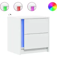 vidaXL Nachtkastjes met LED-verlichting 2 st bewerkt hout wit