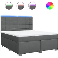 vidaXL Boxspring met matras stof donkergrijs 180x200 cm