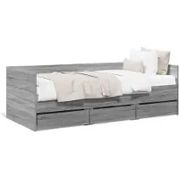 vidaXL Slaapbank met lades zonder matras 75x190 cm grijs sonoma eiken