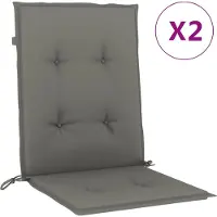 vidaXL Stoelkussens 2 st lage rug 100x50x4 cm stof donkergrijs