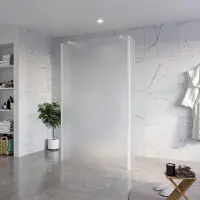 FortiFura Galeria Vrijstaande Inloopdouche - 120x200cm - Glas mat - antikalk - 8mm veiligheidsglas - 2 zijwanden 30cm - wandsteunen en hoekprofielen - Wit mat SW927768 2x/SW797928/SW797931 2x/SW541264