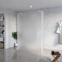 FortiFura Galeria Vrijstaande Inloopdouche - 140x200cm - Glas mat - antikalk - 8mm veiligheidsglas - 2 zijwanden 30cm - wandsteunen en hoekprofielen - Wit mat SW927768 2x/SW797937/SW797931 2x/SW541264