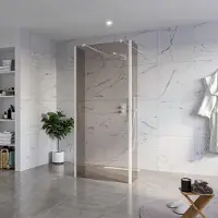 FortiFura Galeria Vrijstaande Inloopdouche - 90x200cm - Rookglas - antikalk - 8mm veiligheidsglas - 2 zijwanden 30cm - wandsteunen en hoekprofielen - Wit mat SW927768 2x/SW797938/SW797930 2x/SW541264