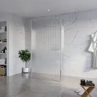 FortiFura Galeria Vrijstaande Inloopdouche - 110x200cm - Helder geribbeld - antikalk - 8mm veiligheidsglas - 2 zijwanden 40cm - wandsteunen en hoekprofielen - Chroom SW927766 2x/SW915253/SW797948