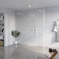FortiFura Galeria Vrijstaande Inloopdouche - 180x200cm - Helder - antikalk - 8mm veiligheidsglas - 2 zijwanden 40cm - wandsteunen en hoekprofielen - Wit mat SW927768 2x/SW797920/SW797911 2x/SW541264