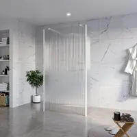 FortiFura Galeria Vrijstaande Inloopdouche - 110x200cm - Helder geribbeld - antikalk - 8mm veiligheidsglas - 2 zijwanden 30cm - wandsteunen en hoekprofielen - Wit mat SW927768 2x/SW915253/SW797945