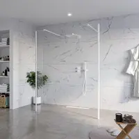 FortiFura Galeria Vrijstaande Inloopdouche - 160x200cm - Helder - antikalk - 8mm veiligheidsglas - 2 zijwanden 40cm - wandsteunen en hoekprofielen - Wit mat SW927768 2x/SW797918/SW797911 2x/SW541264