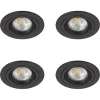 Ks Verlichting - inbouwspot - Lune - zwart - set van 4 - plafondlamp - rond - aluminium - richtbaar