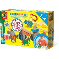 SES Creative - My First - Klei Mega Set - Tools en Klei Vormpjes - Glutenvrije klei in heldere kleuren - droogt niet uit - boerderij thema - met houten deegroller en hamer