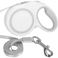 Springos Hondenriem - Hondenlijn - Looplijn - Automatisch - Wit/Grijs - 50 M - Tot 50 Kg