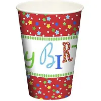 Papstar 10 x Kartonnen drinkbekers Happy birthday 0,2 l Ø 7 cm · 9,7 cm Verjaardag feest Wegwerp bekertjes karton Feestartikelen