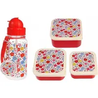 Rex London set van 3 snackdoosjes en Waterfles met rietje Kids - Tilde