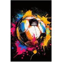 PosterMonkey Poster 20x30 cm - Graffiti - Sport - Voetbal - Verf - Bal - Posters - Wanddecoratie tienerkamer - Kamer decoratie voor tieners - Tiener jeugdkamer accessoires