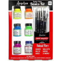 Angelus Leerverf basic set: 5 Neon kleuren + 5 penselen