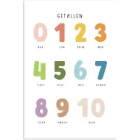 PosterMonkey Poster 20x30 cm - Getallen - Educatief - Leren tellen - Cijfers oefenen voor kinderen - Kleuren - Posters - Kamer decoratie accessoires - Wanddecoratie kinderkamer - Muurdecoratie babykamer