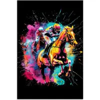 PosterMonkey Poster 20x30 cm - Graffiti - Sport - Paard rensport - Paardrijden - Posters - Wanddecoratie tienerkamer - Kamer decoratie voor tieners - Tiener jeugdkamer accessoires