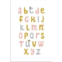 PosterMonkey Poster 20x30 cm - Alfabet - Roze - Letters leren voor kinderen - Posters - Kamer decoratie accessoires - Wanddecoratie kinderkamer - Muurdecoratie babykamer