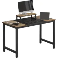 Markenlos Bureau met Monitor Stand - Tafel, Bureautafel - MDF, Metaal - Vintage - 120x60x75 cm