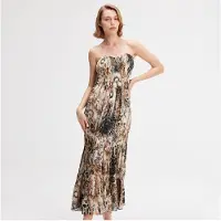 Smart & Joy Bustier Chiffon Maxi -jurk met abstracte bloemenprint