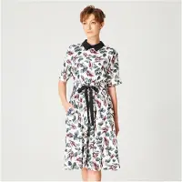 Smart & Joy Fit-en-flare bladeren Printjurk met brede riem