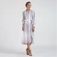 Smart & Joy Gestreepte Midi Wrap -jurk
