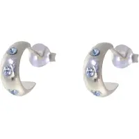 Behave – Oorbellen – 925 Sterling Zilveren Kleine Oorring met Aqua LichtBlauwe Kristal steentjes