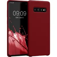 Kwmobile telefoonhoesje geschikt voor Samsung Galaxy S10 Plus / S10+ - Hoesje met siliconen coating - Smartphone case in rabarber rood