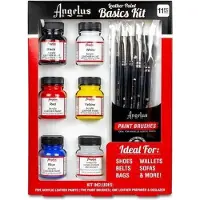 Angelus Basis Set voor leer verven | Cadeauverpakking | Leerverf + Penselen | 5 kleuren |