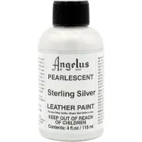 Angelus Leather Acrylic Paint - textielverf voor leren stoffen - acrylbasis - 118ml - Parelmoer Zilver