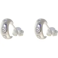 Behave – Oorbellen – 925 Sterling Zilveren Kleine Oorring met Transparante Kristal steentjes