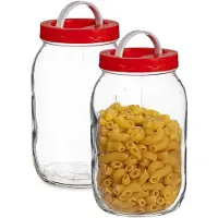 Vivalto Voedsel weck/opslag container/voorraadpot - 2x - glas - 2 liter - schroefdop - transparant - 12 x 21 cm
