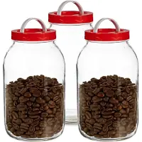 Vivalto Voedsel weck/opslag container/voorraadpot - 3x - glas - 3 liter - schroefdop - transparant - 13 x 24 cm