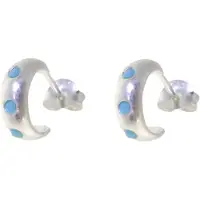 Behave – Oorbellen – 925 Sterling Zilveren Kleine Oorring met Turqoise Blauwe Kristal steentjes