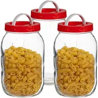 Vivalto Voedsel weck/opslag container/voorraadpot - 3x - glas - 2 liter - schroefdop - transparant - 12 x 21 cm