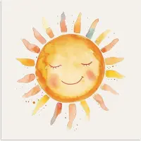 PosterMonkey Poster 75x75 cm - Zon - Watercolor - Geel - Posters - Kamer decoratie accessoires - Wanddecoratie kinderkamer - Muurdecoratie babykamer