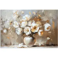 PosterMonkey Poster 60x40 cm - Vaas - Bloemen - Kunst - Goud - Posters - Kamer decoratie - Wanddecoratie woonkamer - Muurdecoratie slaapkamer